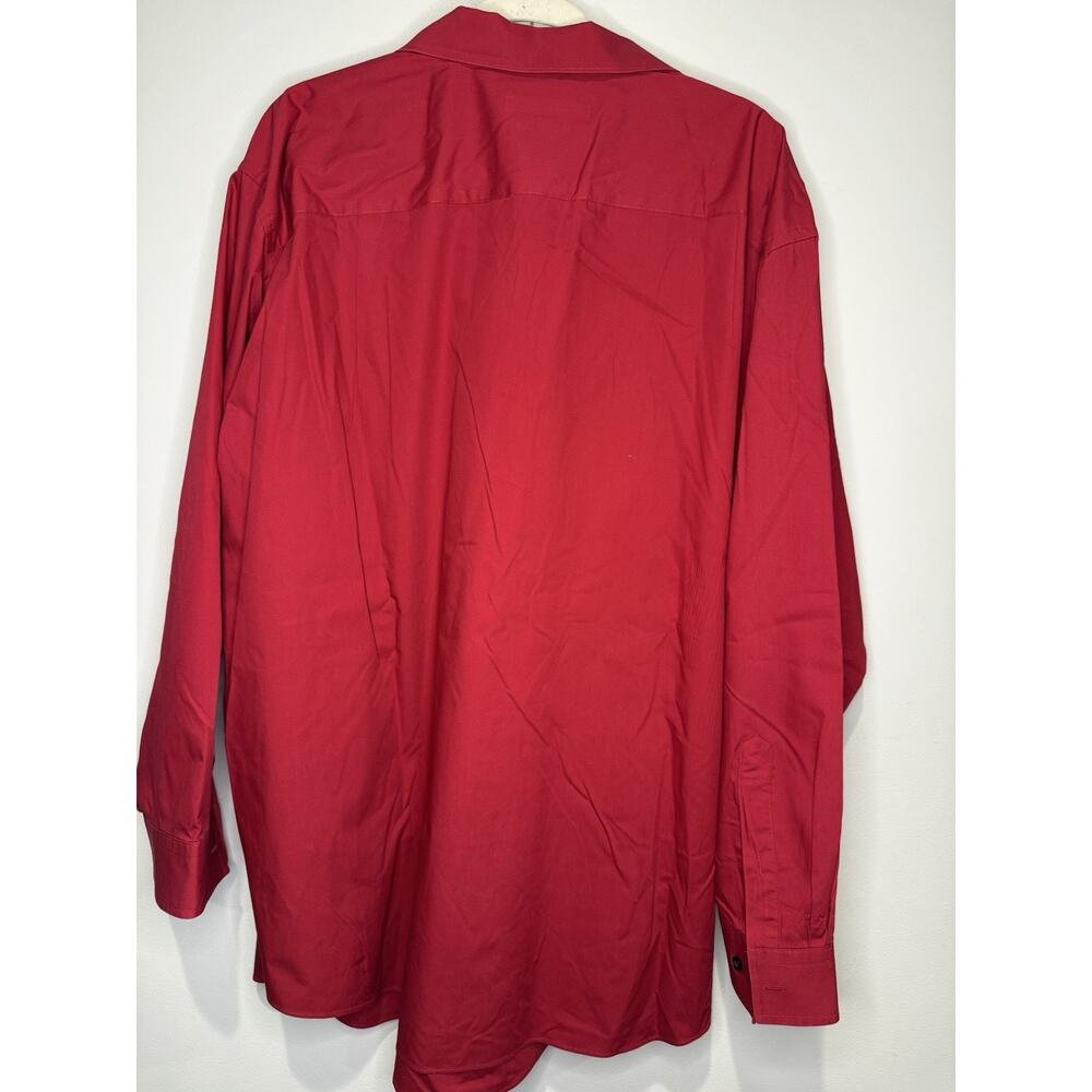 Synrgy Performance Stretch Deep Red Button Up Dress Shirt Size 19 35/36 Holidays - Picture 3 of 8